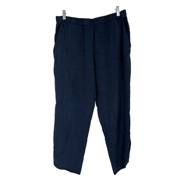 Marine Layer Women L Allison Pant Tapered Leg Ankle Pull On Blue Stretch Waist - Picture 1 of 10